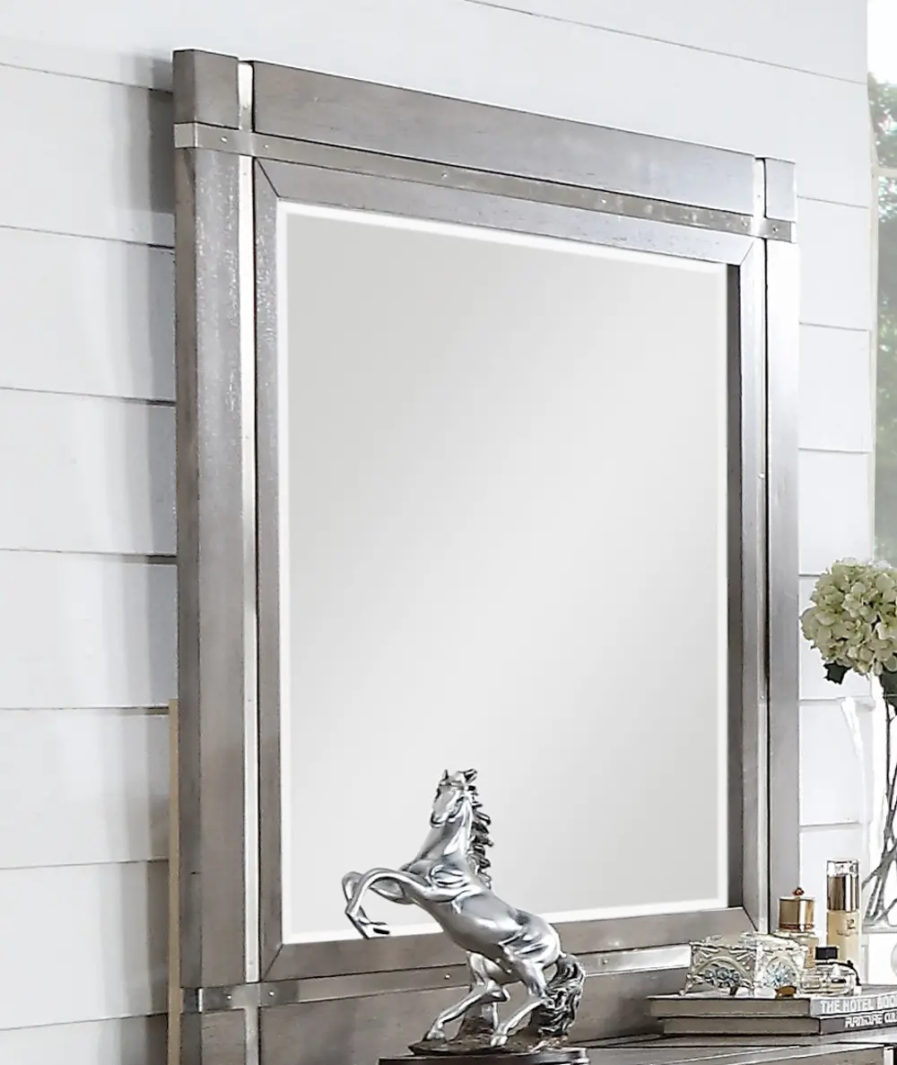 Contemporary Gray and Silver Mirror - Buena Vista-1
