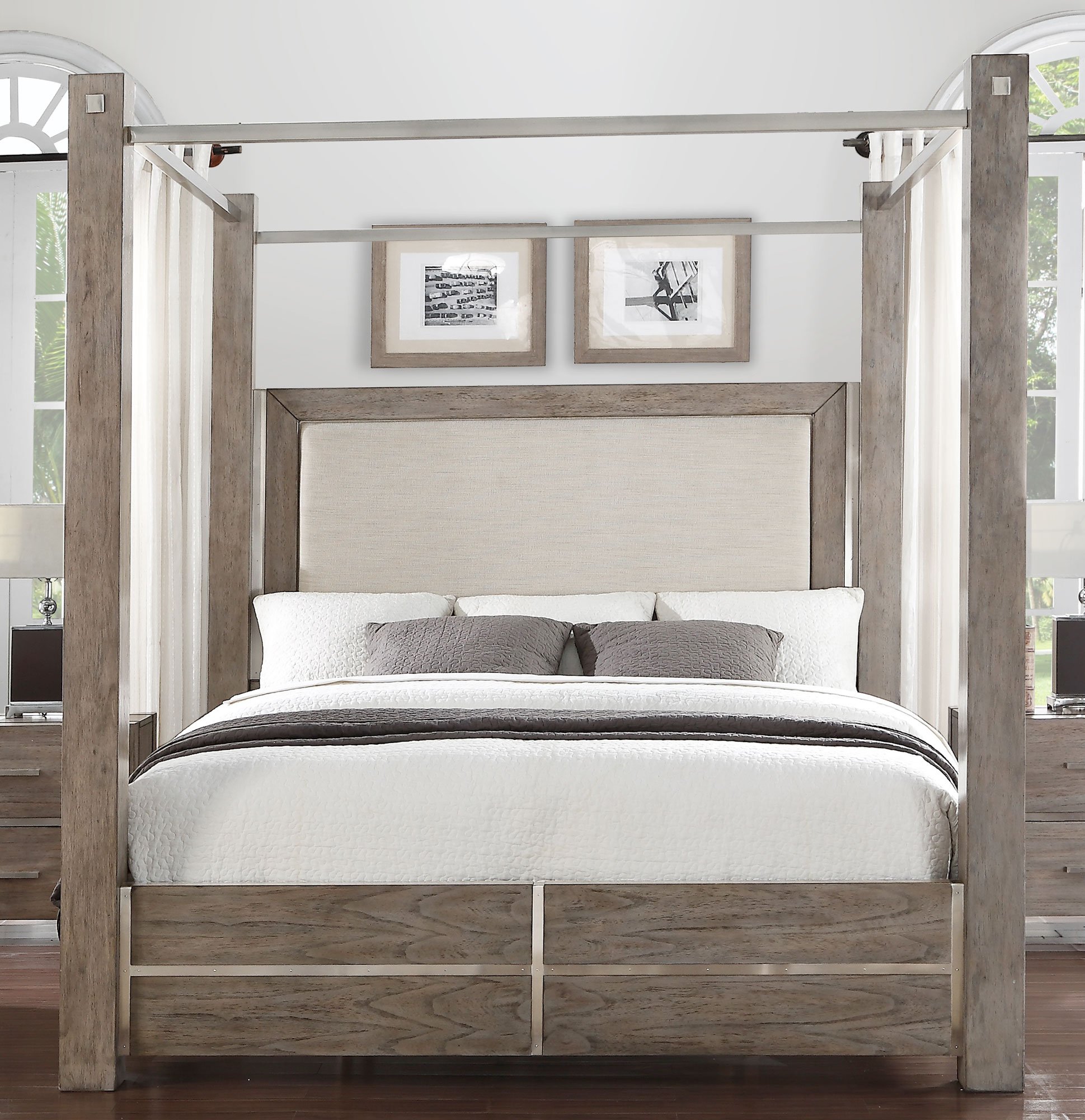 Contemporary Gray Queen Canopy Bed   Buena Vista rcwilley image1