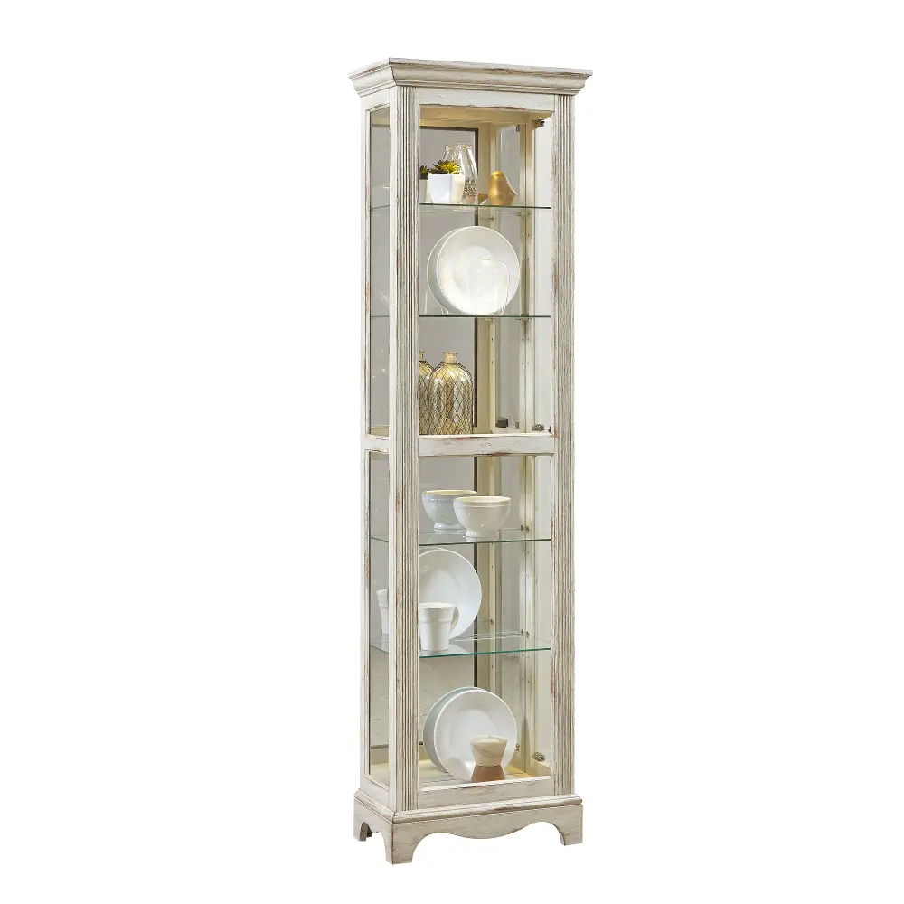 Weathered Antique White Tall Curio-1