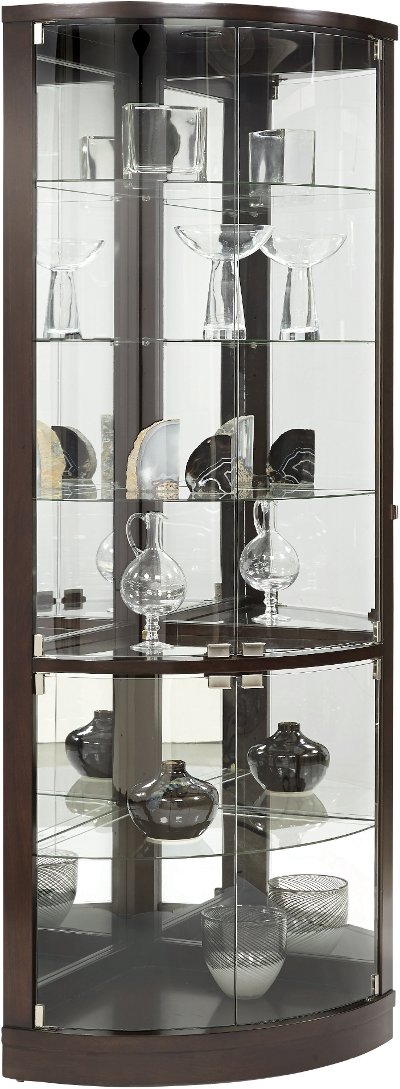 Dark Brown Curved Corner Curio Cabinet Rc Willey Furniture Dark Brown Curved Corner Curio Cabinet