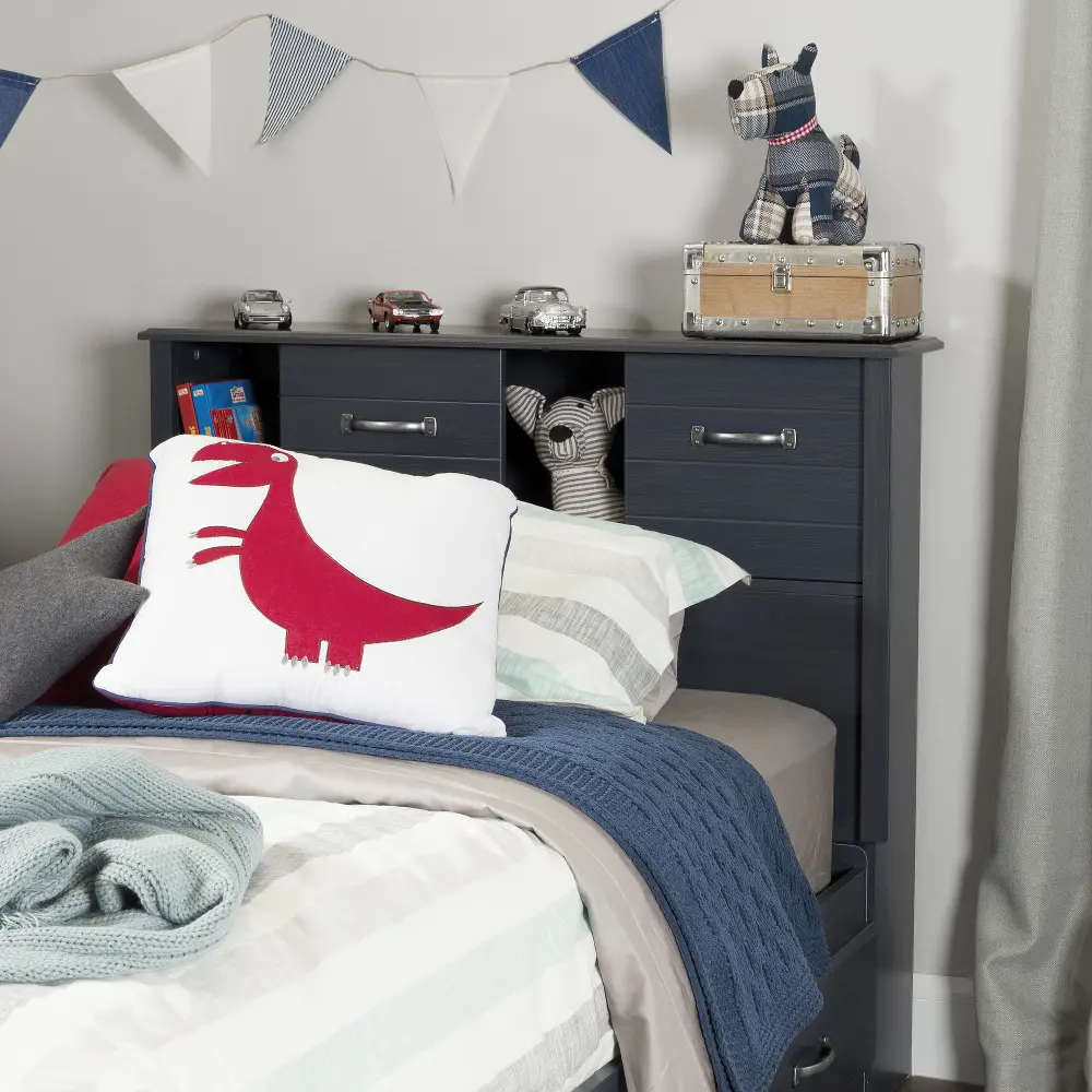 10360 Ulysses Blue Twin Bookcase Headboard - South Shore-1
