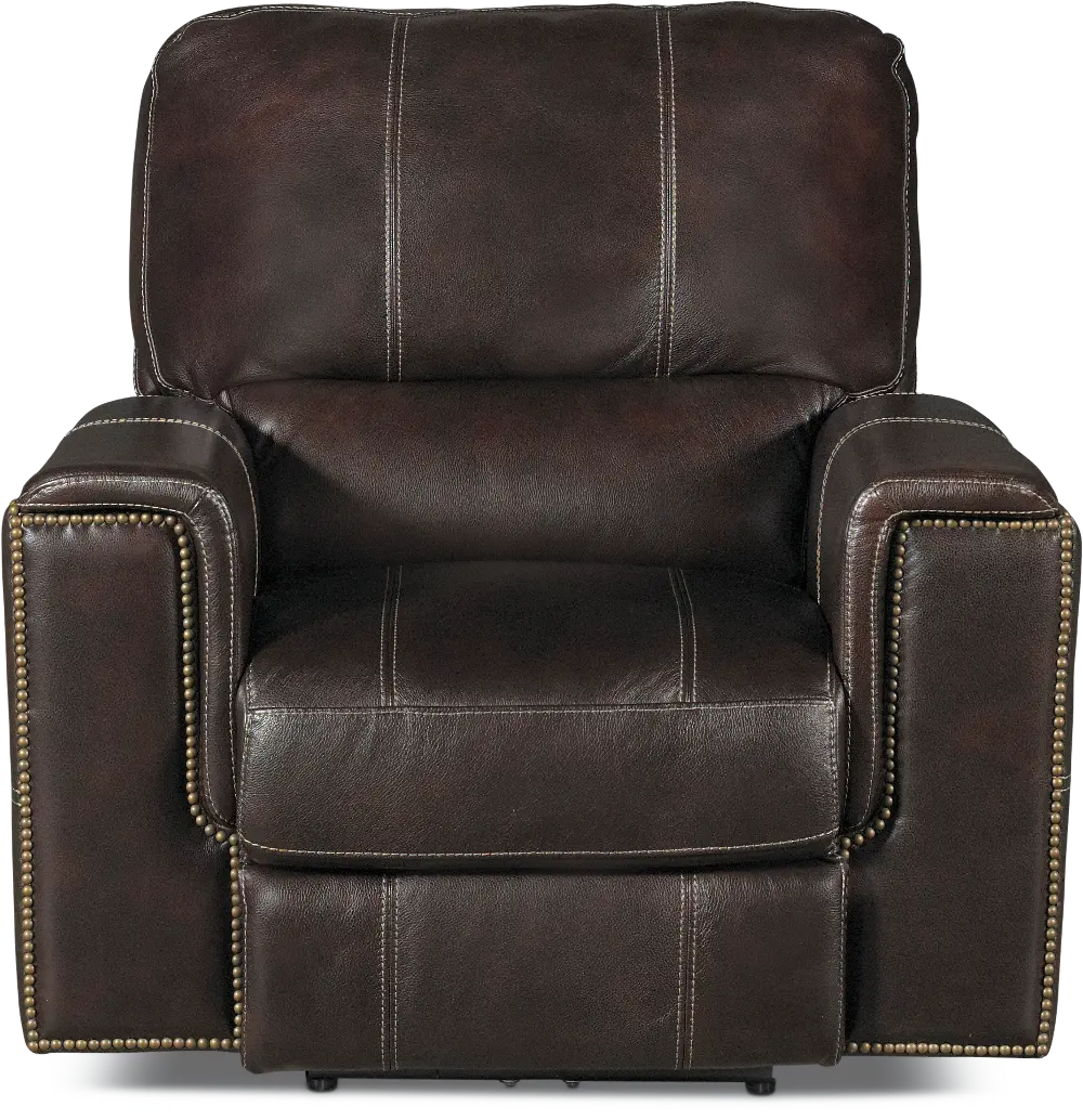 Slinger Clydesdale Dark Brown Leather-Match Power Recliner-1