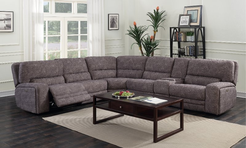 Gray Tailored 6 Piece Power Reclining, Sectional Sofa Recliner