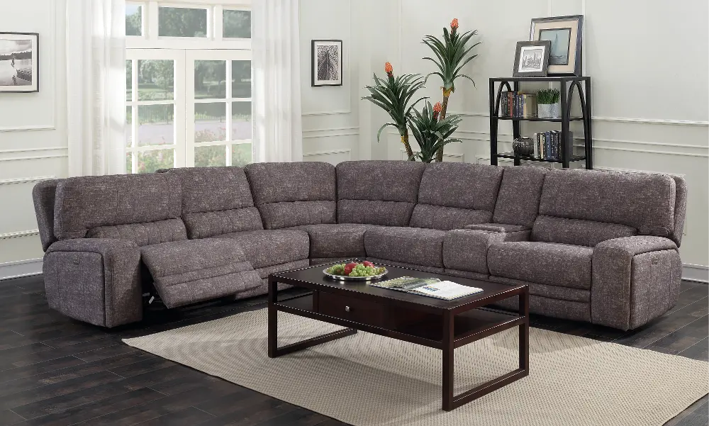 Rock Quarry Gray 6 Piece Power Reclining Sectional-1
