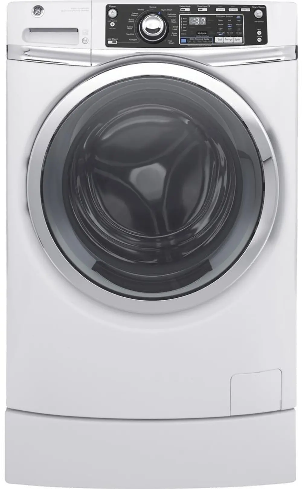 GFW490RSKWW GE Front Load Washer with Steam - 4.9 cu. ft. White-1
