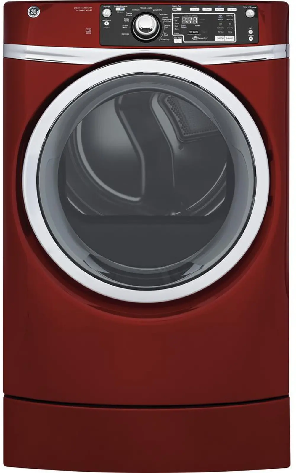 GFD49ERPKRR GE RightHeight Electric Dryer with Steam -  8.3 cu. ft. Red-1