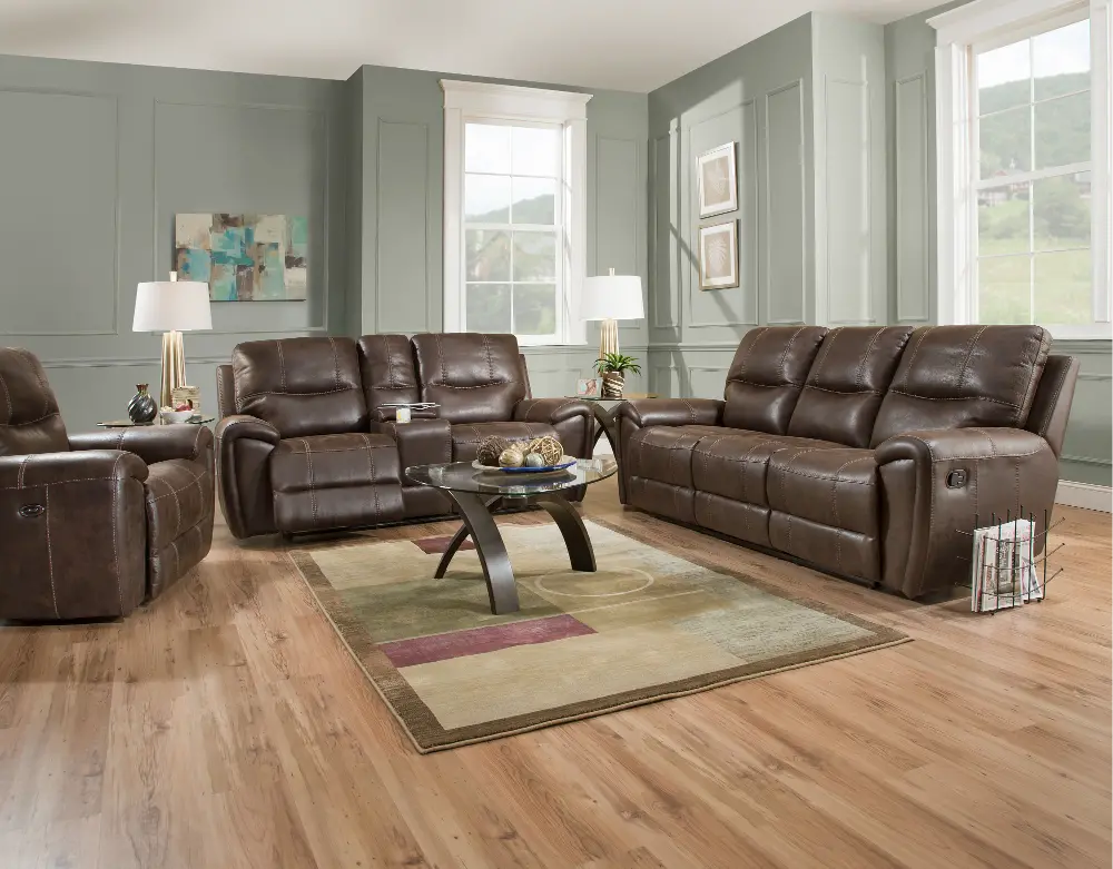 Chocolate Brown Power Reclining Living Room Set - Desert-1