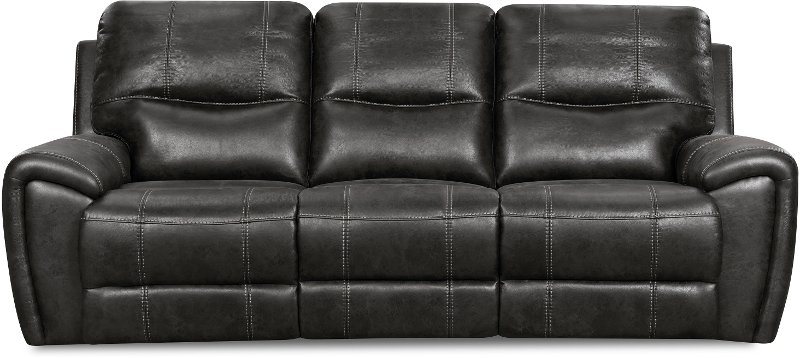 Eclipse Black Power Reclining Sofa, Black Leather Reclining Sofa