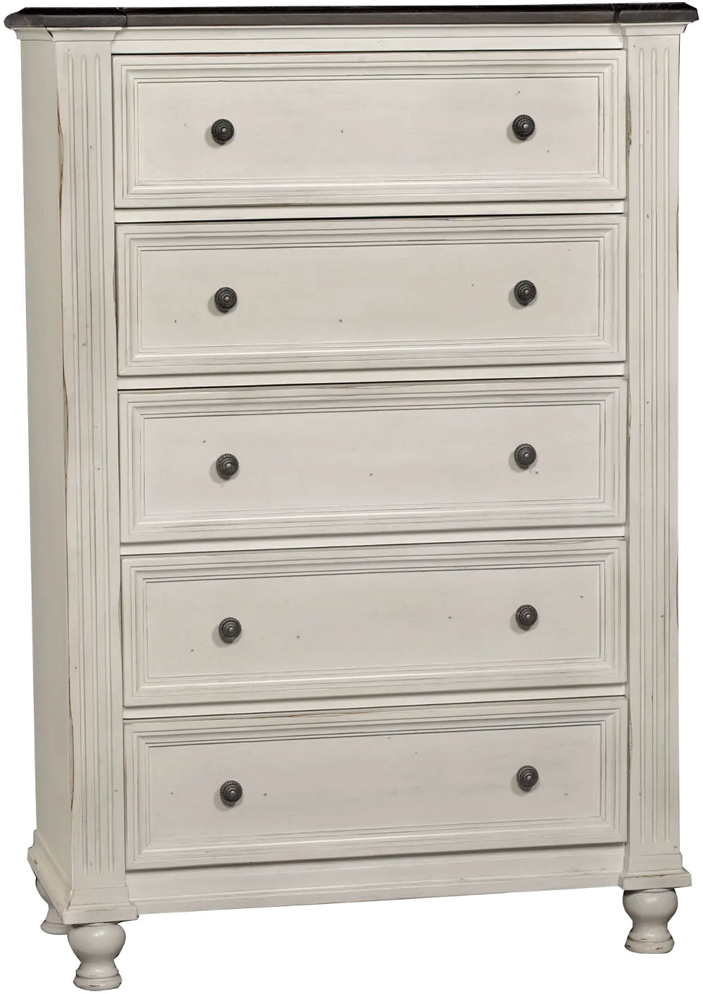 Casual Traditional White Chest of Drawers - Carriage House-1
