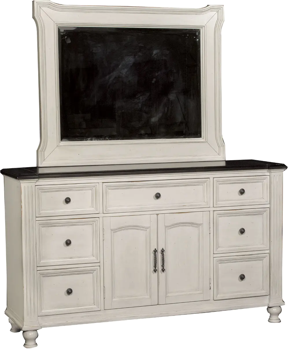 Weathered White Casual Traditional Dresser - Carriage House-1