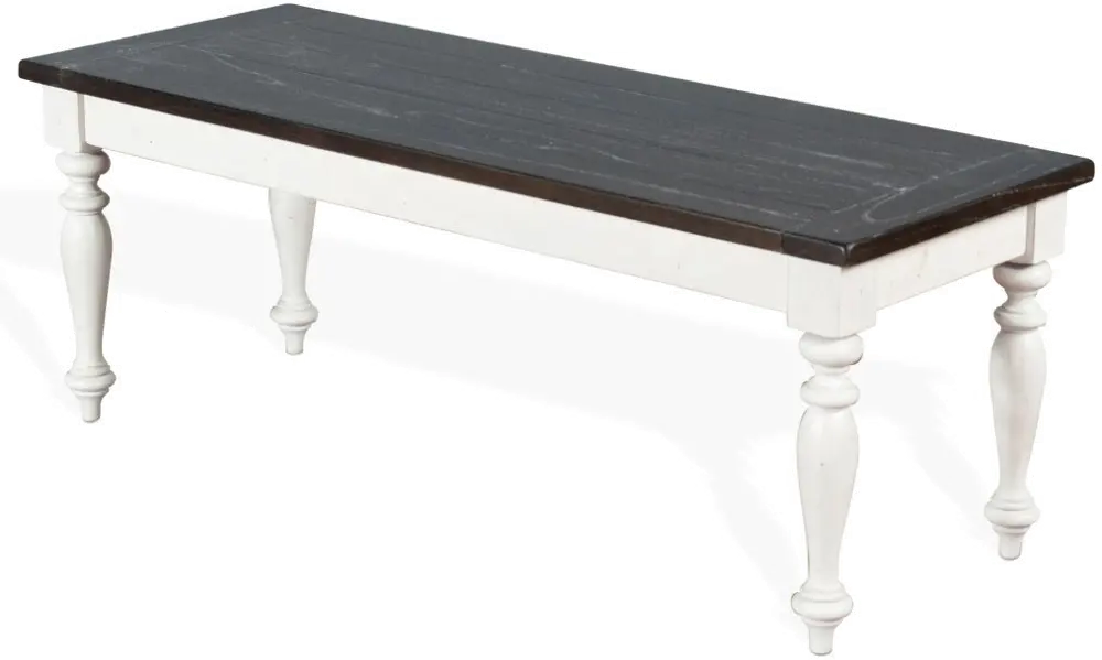 Casual Classic Weathered White Two-Tone Bench - Carriage House-1