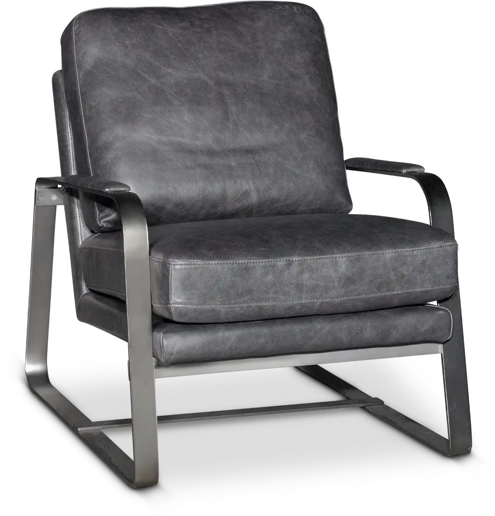 Charcoal Gray Leather Accent Chair - Wayne-1