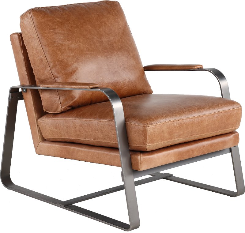 Saddle Brown Leather Accent Chair, Brown Leather Chairs
