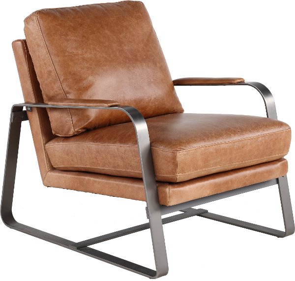 Wayne Saddle Brown Leather Accent Chair, Brown Leather Sofa With Accent Chairs