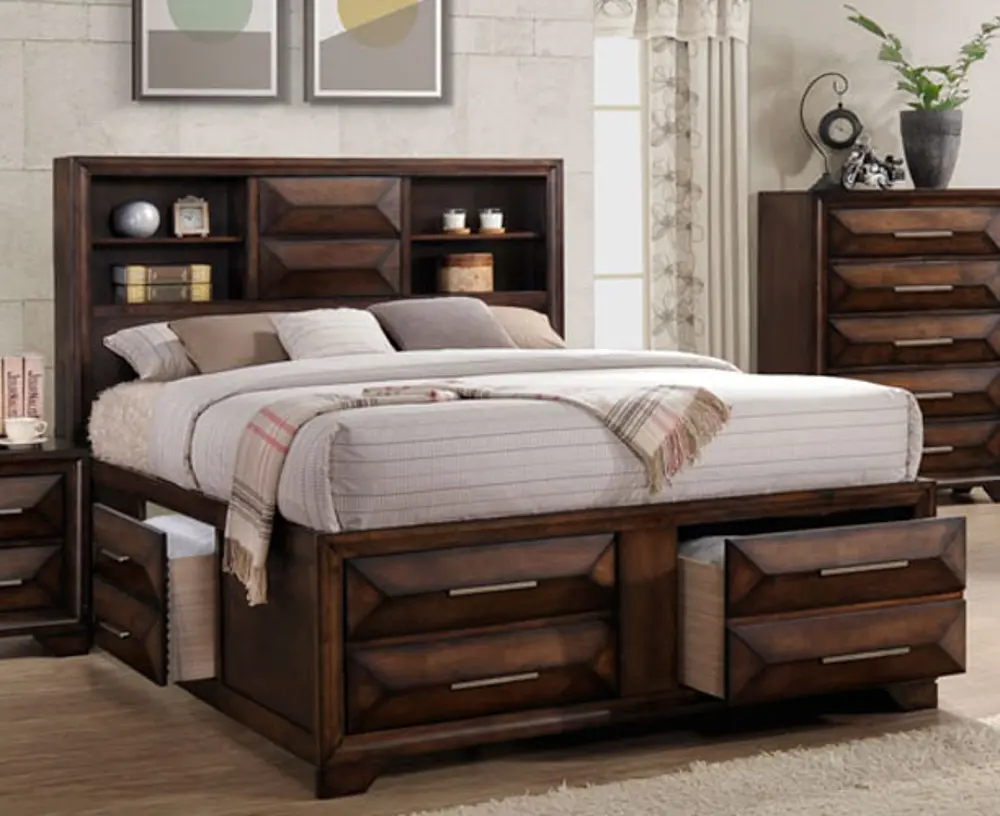 Tobacco Brown Classic Contemporary California King Storage Bed - Anthem-1