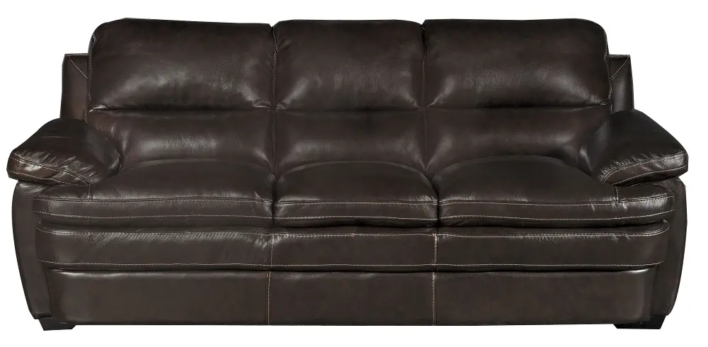 Casual Contemporary Dark Brown Leather Sofa - Plano-1