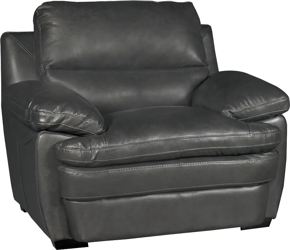 Casual Contemporary Slate Leather Chair - Plano-1