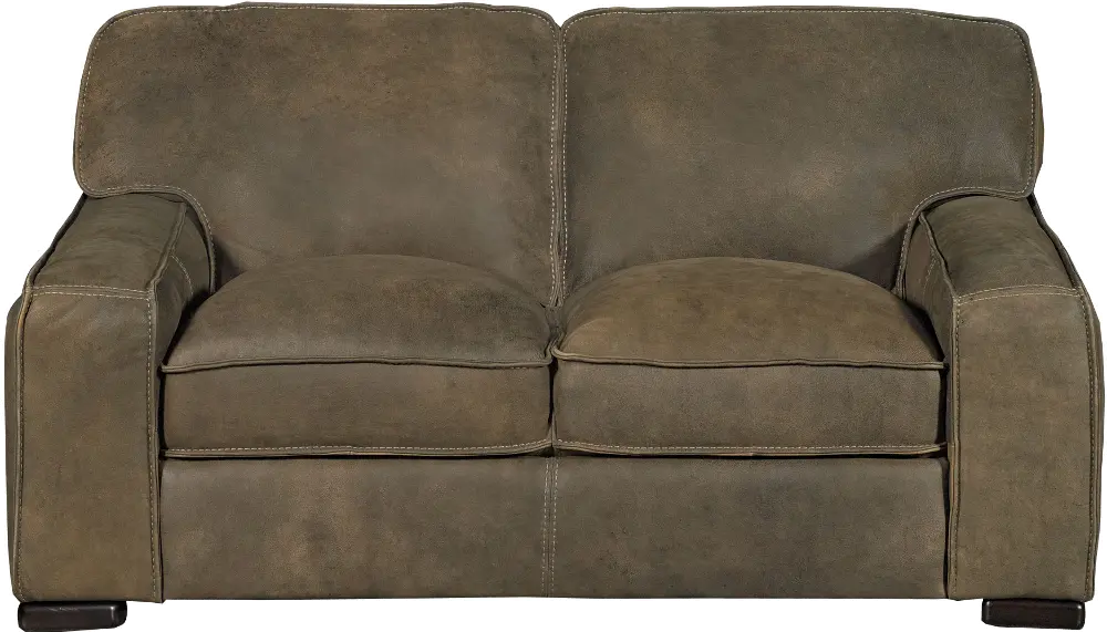 Casual Classic Brown Leather Loveseat - Modena-1