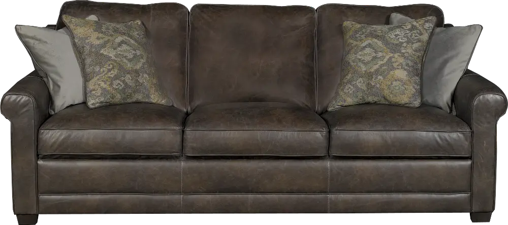 Casual Classic Stone Brown Leather Sofa - Crafton-1
