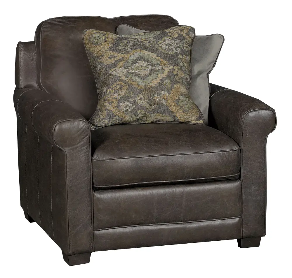 Casual Classic Stone Brown Leather Chair - Crafton-1