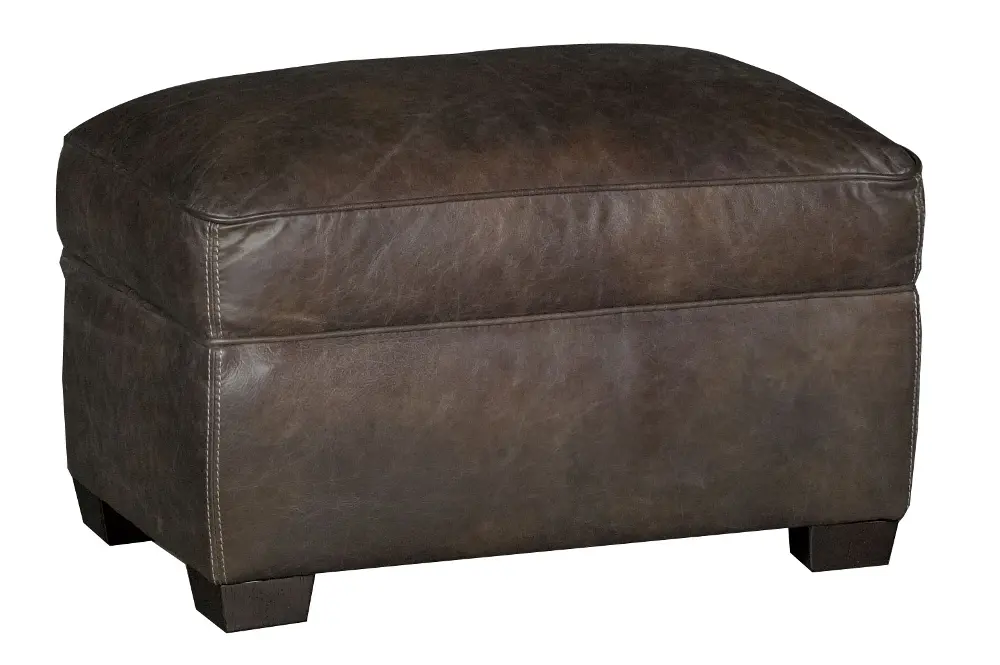 Casual Classic Stone Brown Leather Ottoman - Crafton-1