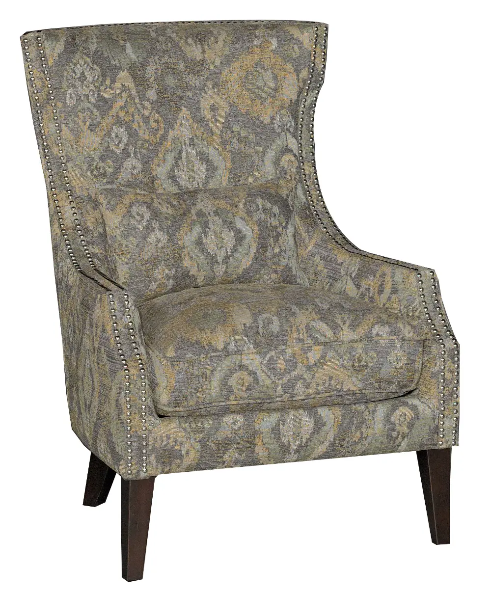 Ikat Stone Classic Traditional Wing Chair - Crafton -1