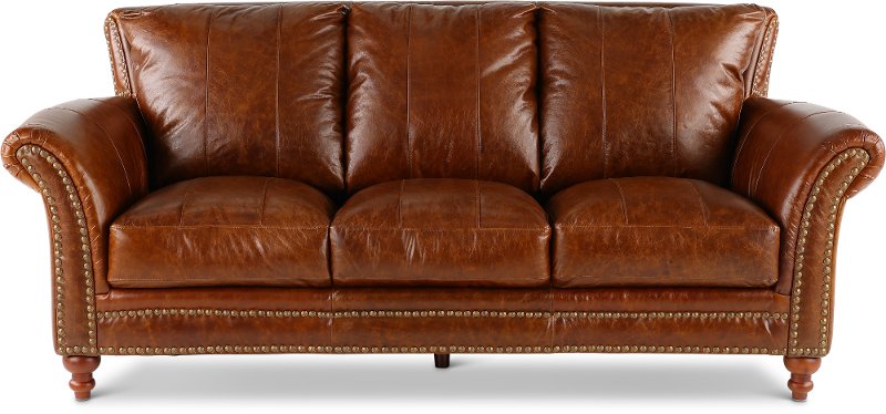 Classic Traditional Brown Leather Sofa, Leather Brown Sofa