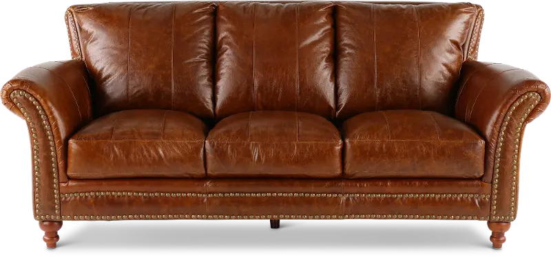 Classic Traditional Brown Leather Sofa, Leather Sofas Las Vegas Nv