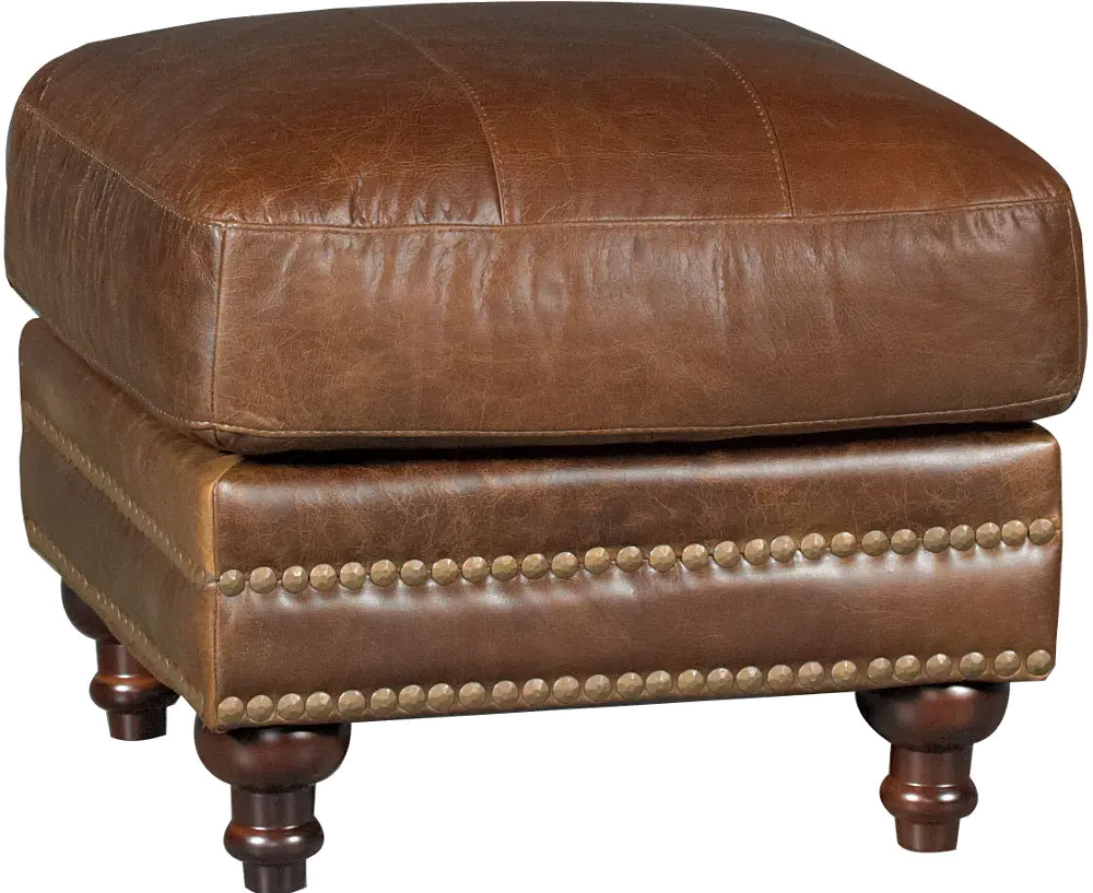 Butler Brown Leather Ottoman-1