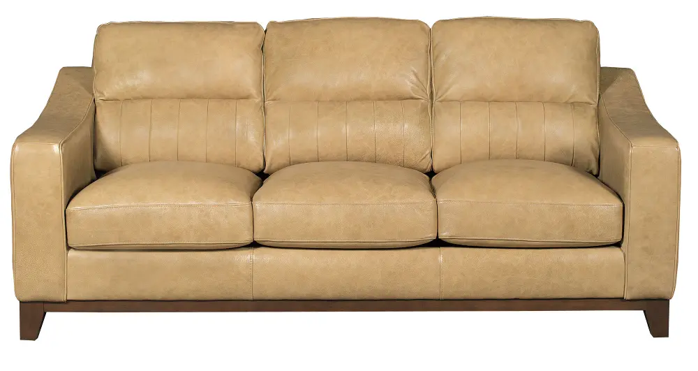 Contemporary Pecan Brown Leather Sofa - Mutual-1