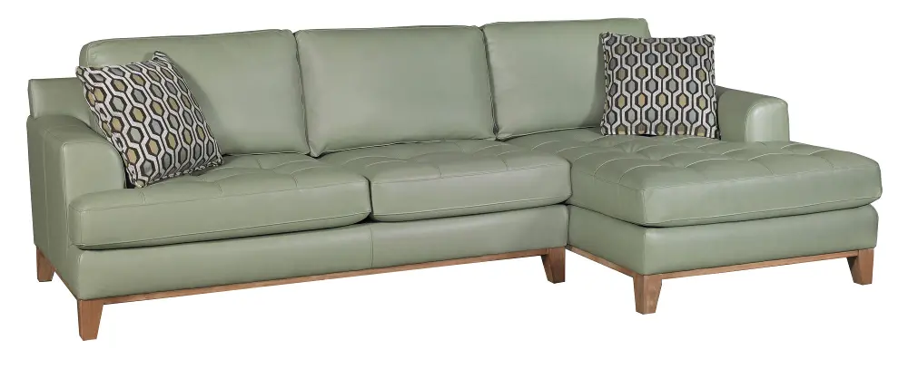Aqua Green Leather 2 Piece Sectional Sofa with RAF Chaise - Interstellar-1