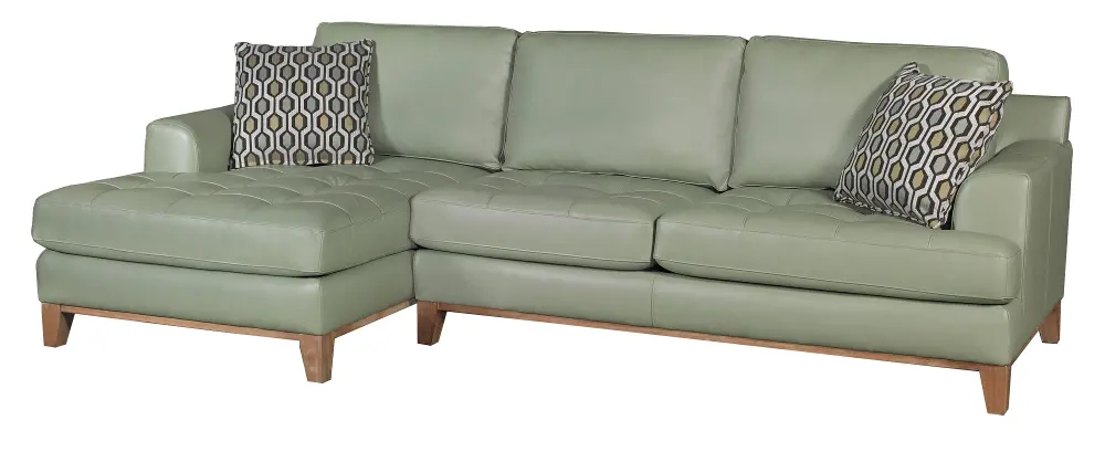 Aqua Green Leather 2 Piece Sectional Sofa with LAF Chaise - Interstellar-1