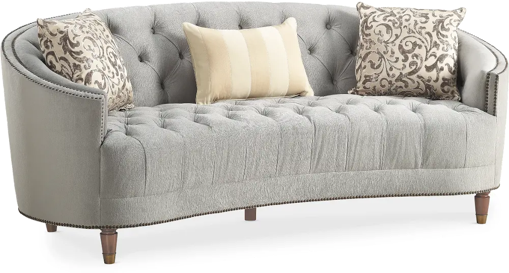 Traditional Gray Curved Sofa - Classic Elegance-1