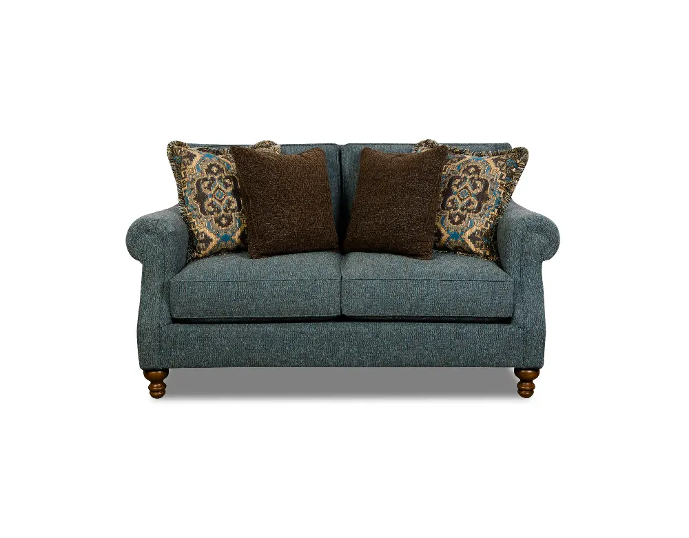 Casual Traditional Blue Loveseat - Robin Egg-1