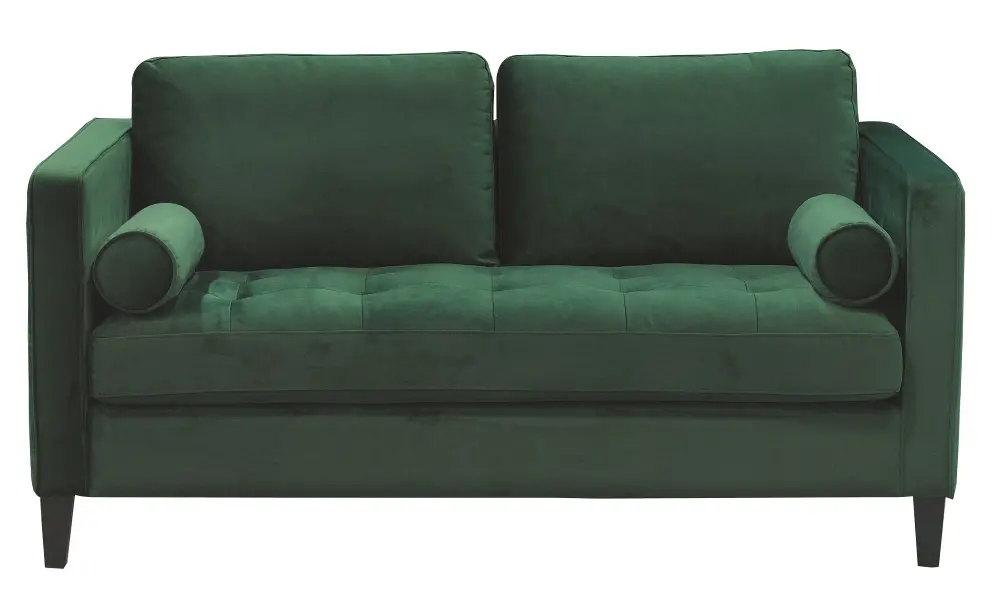 Magnolia Home Furniture Emerald Green Velvet Loveseat - Dapper-1