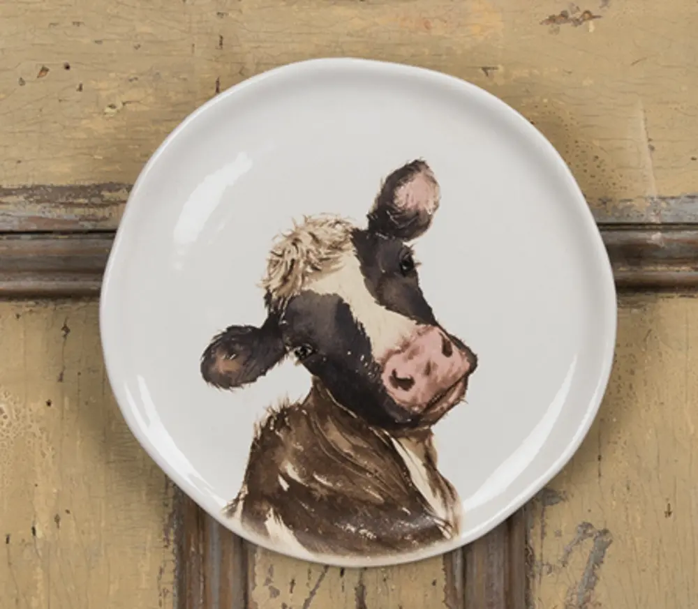 Cow Bust Dolomite Plate-1