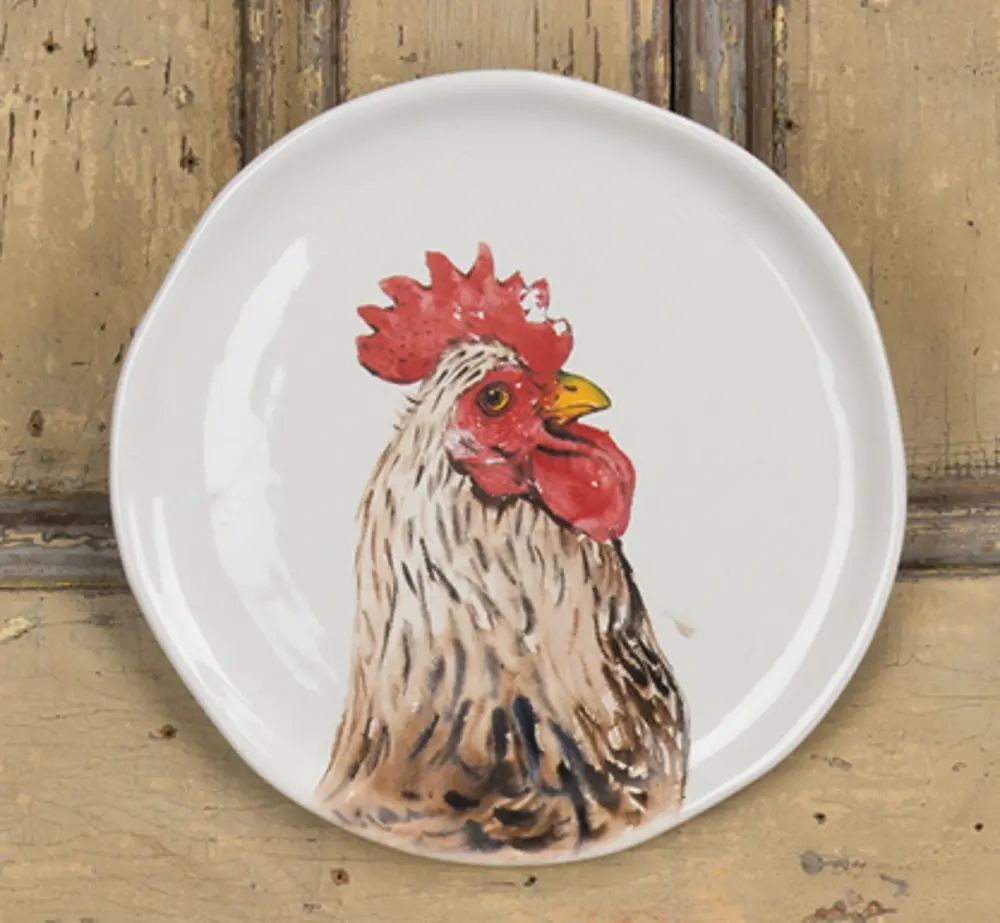 Rooster Bust Dolomite Plate-1