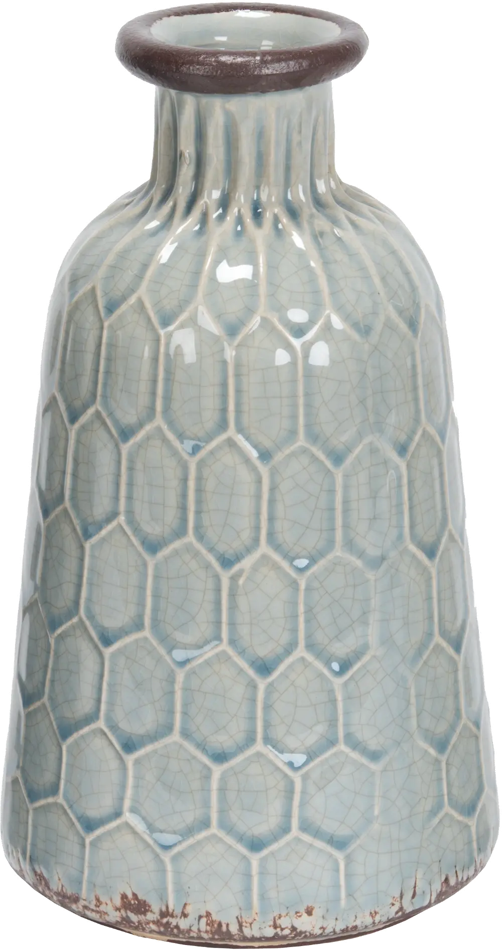 Antique Aqua Ceramic Textured Vase-1