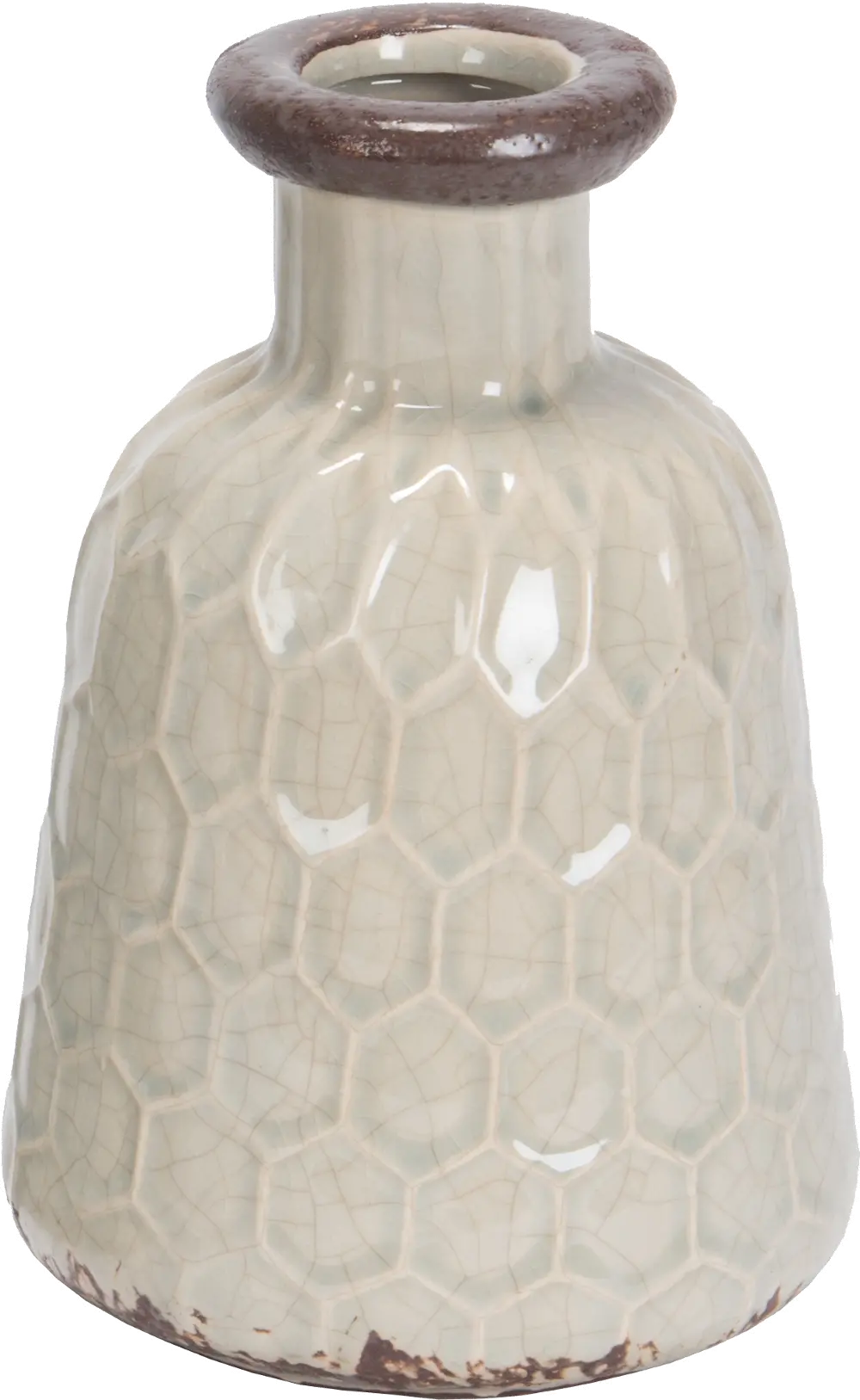 Antique Cream Textured Ceramic Vase-1
