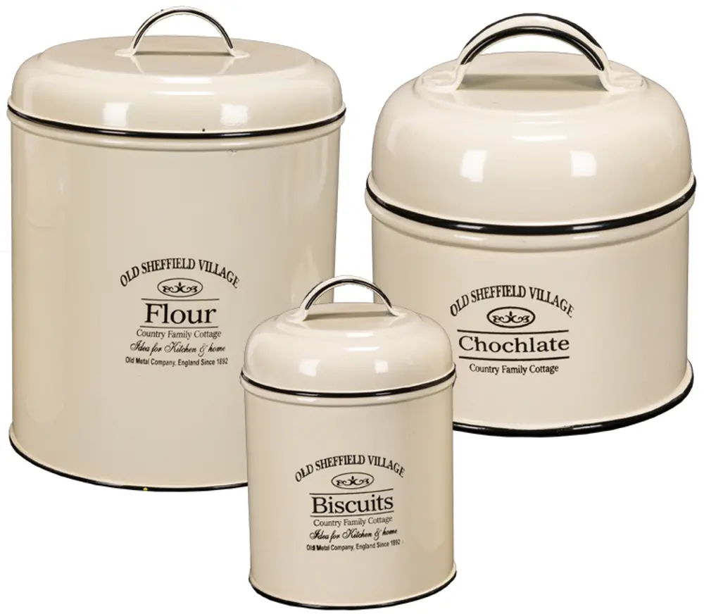 8 Inch Cream Round Enamelware Lidded Canister-1