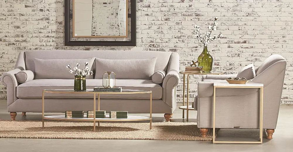 Magnolia Home Furniture Flannel Gray Sofa & Loveseat Set - Rose Hill-1