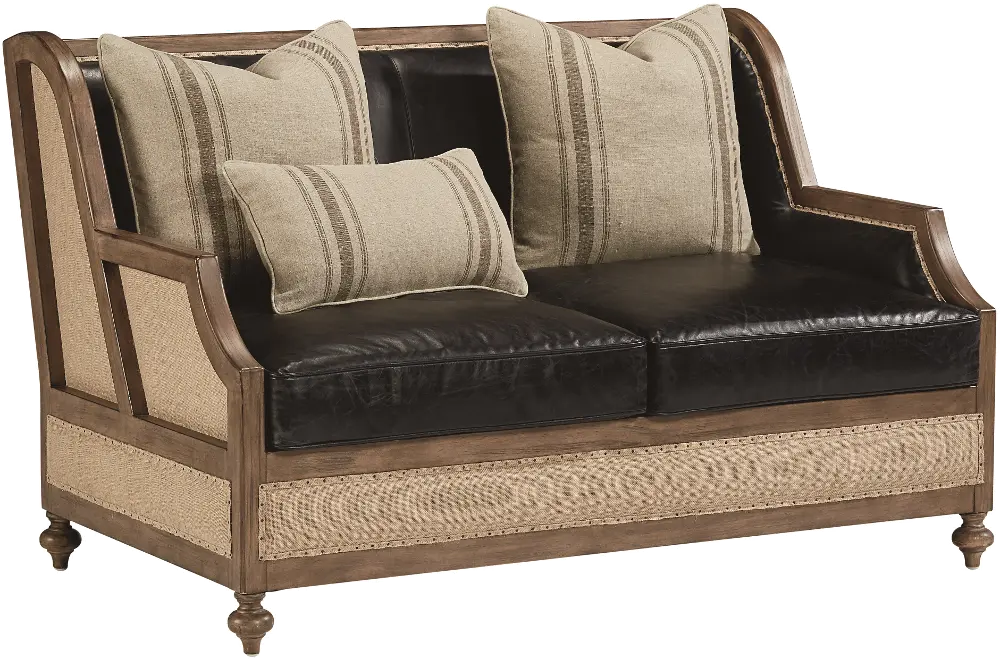 Magnolia Home Furniture Ivory & Black Leather Loveseat - Foundation-1