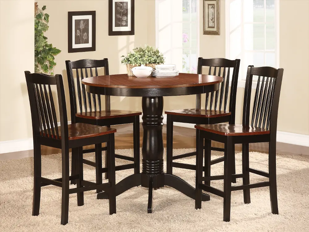 Black 5 Piece Counter Height Dining Set - Andover Collection-1