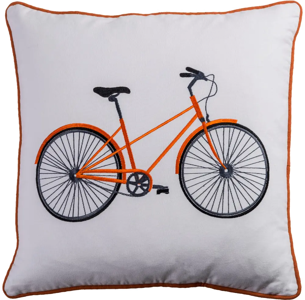 Orange Bicycle Throw Pillow-1