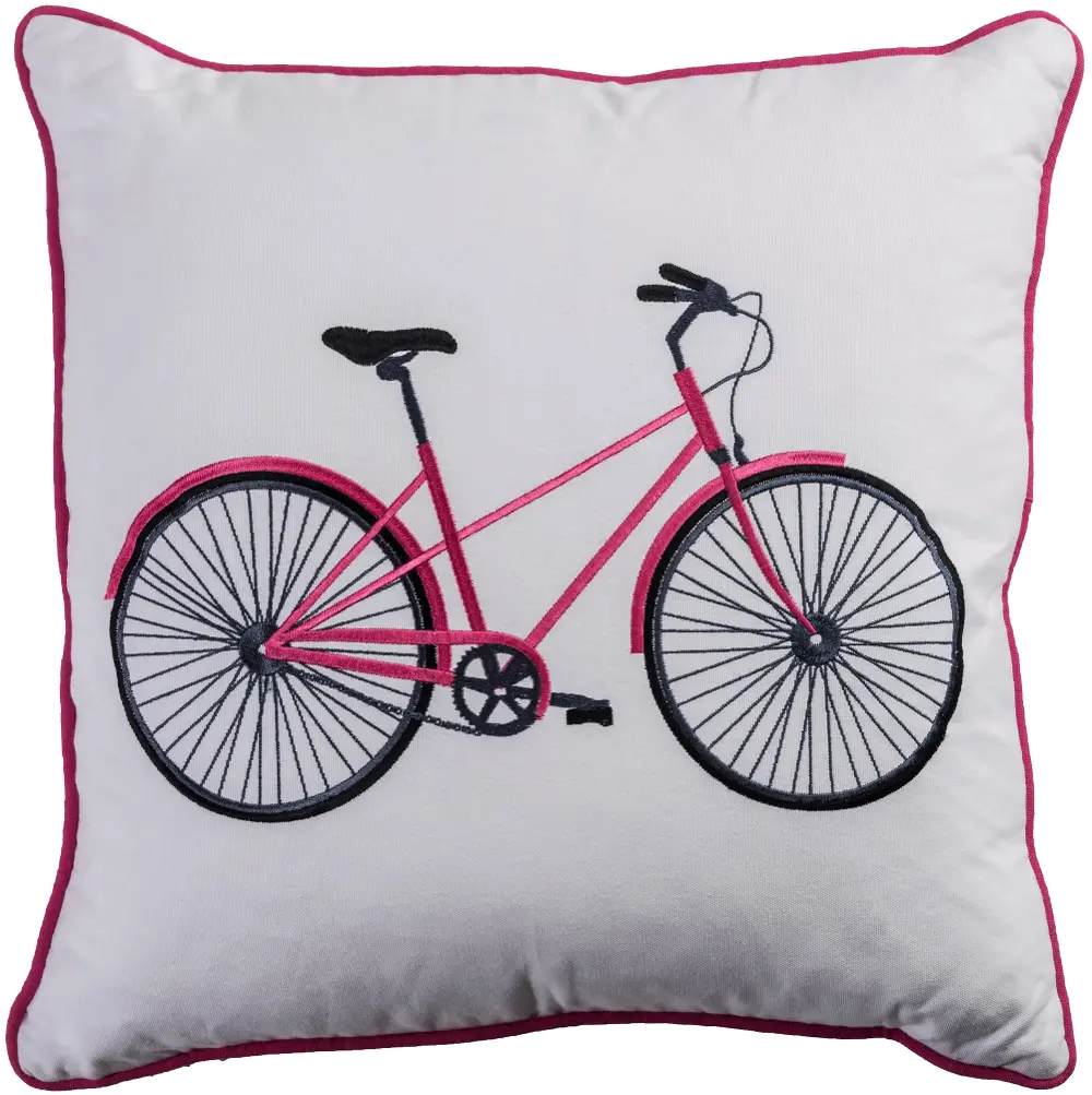 Pink Bicycle Throw Pillow-1