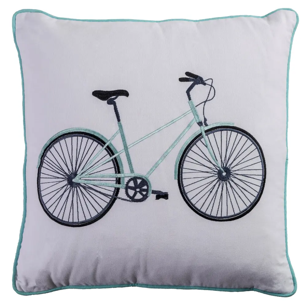 Light Blue Bicycle Throw Pillow-1