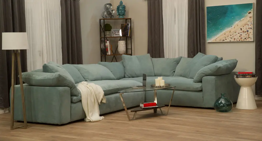 Light Green Casual Contemporary 2 Piece Sectional - Serenity -1