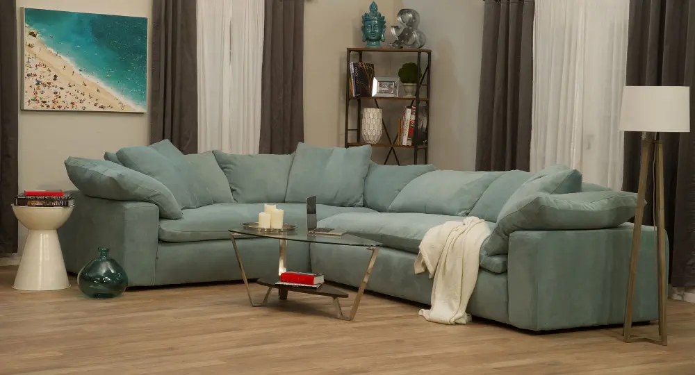 Light Green Casual Contemporary 2 Piece Sectional - Serenity -1