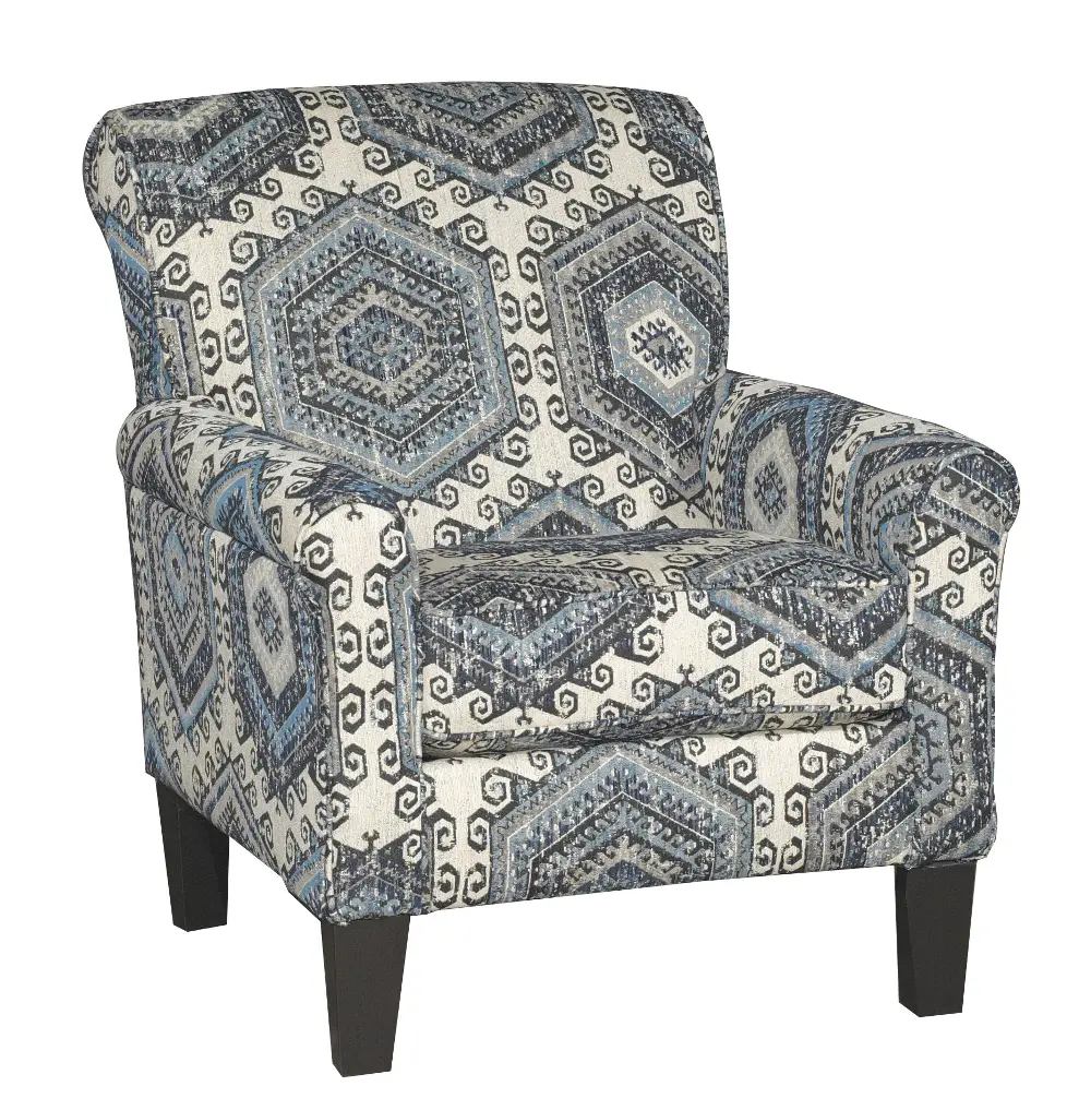 Casual Contemporary Indigo Blue & White Accent Chair - Bellamy-1