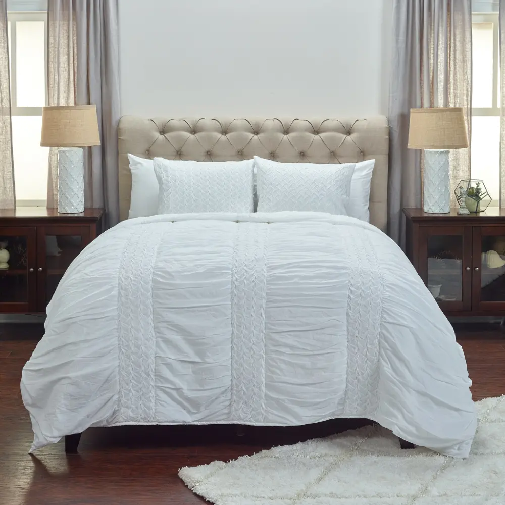 White Cotton Queen Quilt Bedding Collection - Carly-1